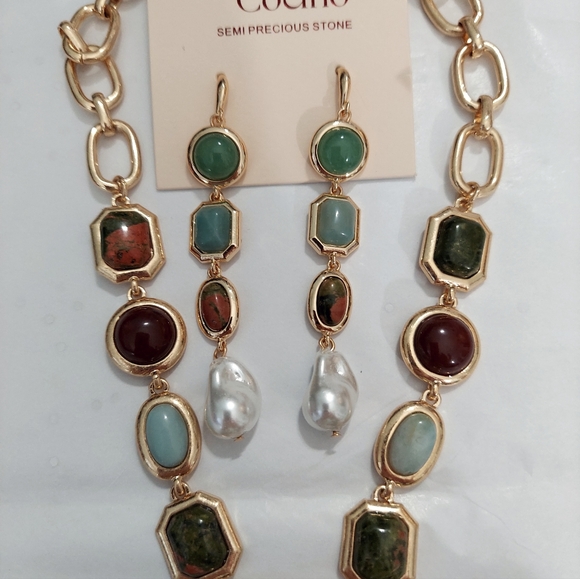 Camila Coelho Jewelry - NWT Camila Coelho Semi Precious Stone Necklace & Earrings Set